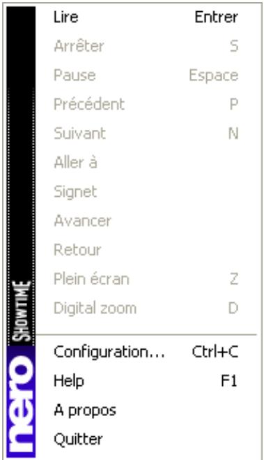 NERO SHOWTIME - Menu contextuel - 1