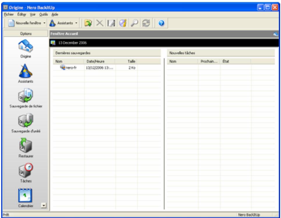NERO BACKITUP 2 - Interface du programme - 1