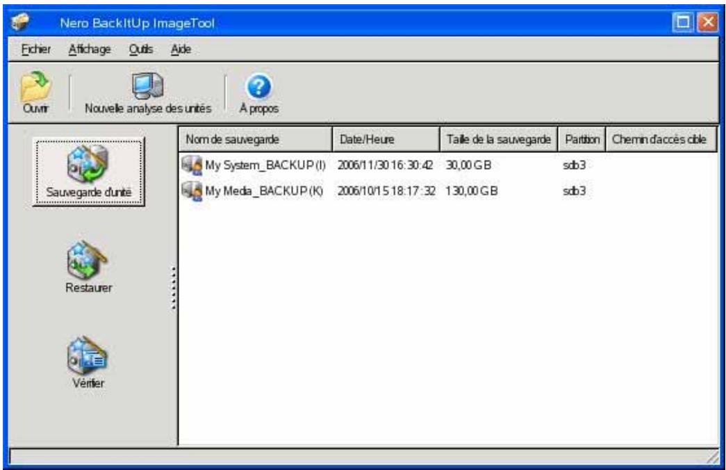 NERO BACKITUP 2 - Interface du programme - 1