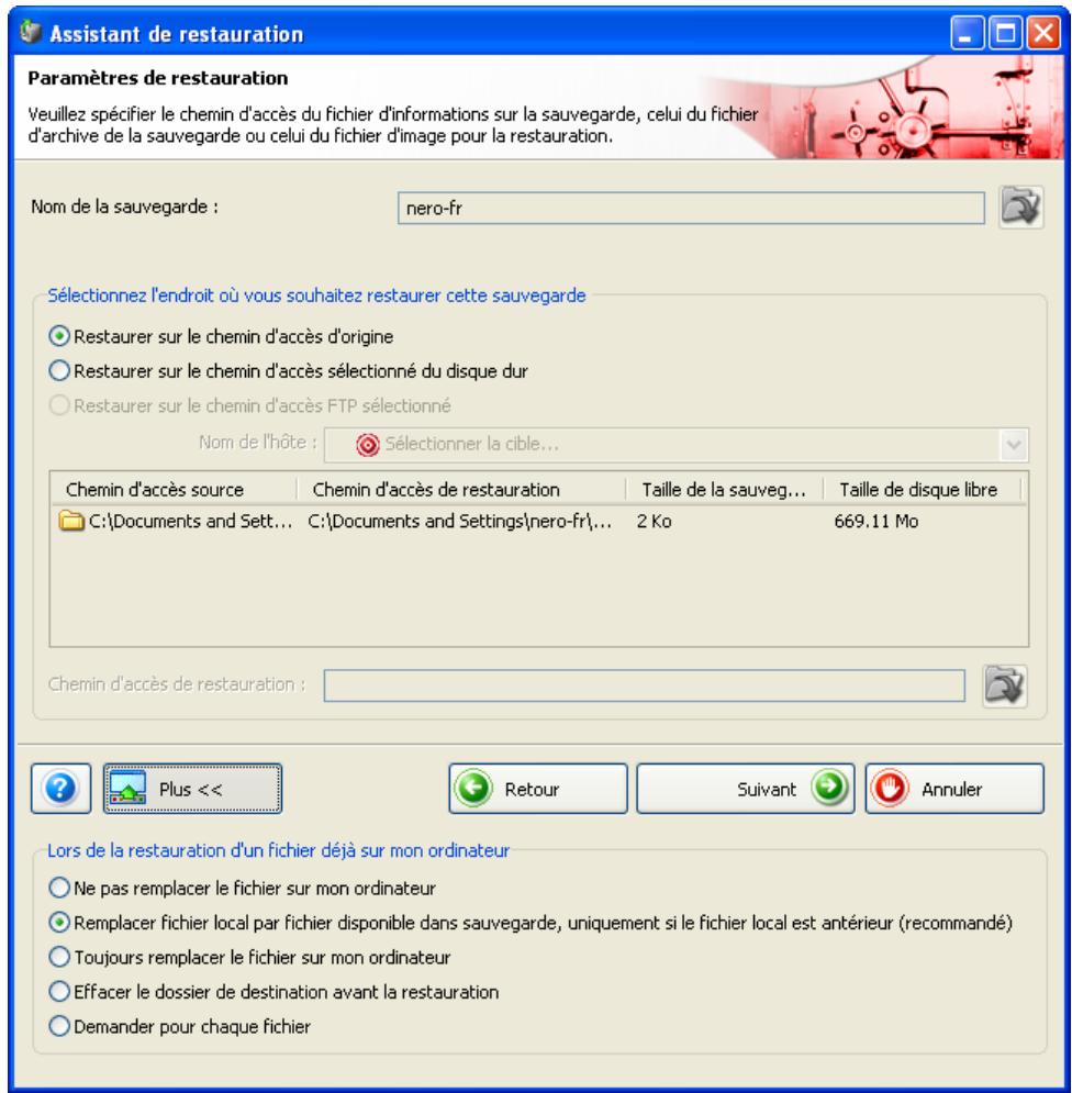 NERO BACKITUP 2 - Restauration d'une sauvegarde de fichiers - 6