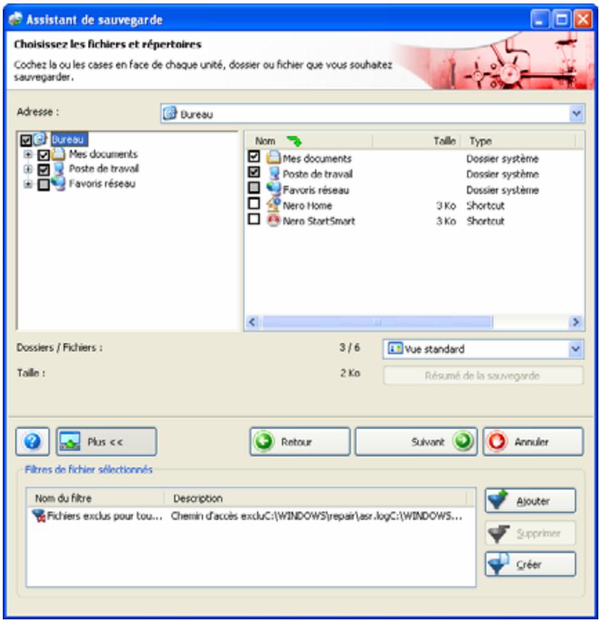 NERO BACKITUP 2 - Sélection des fichiers en utilisant l'Assistant de sauvegarde - 1