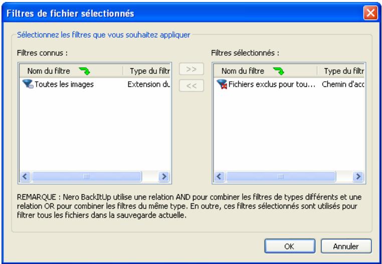 NERO BACKITUP 2 - Sélection et combinaison de filtres - 3