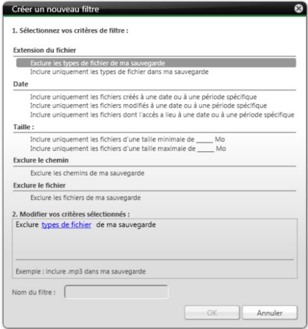 NERO BACKITUP MULTIMEDIA SUITE 10 - Création d'un filtré - 2