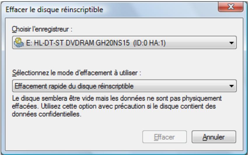 NERO BACKITUP MULTIMEDIA SUITE 10 - Fenêtre Effacer le disque réinscriptible - 1