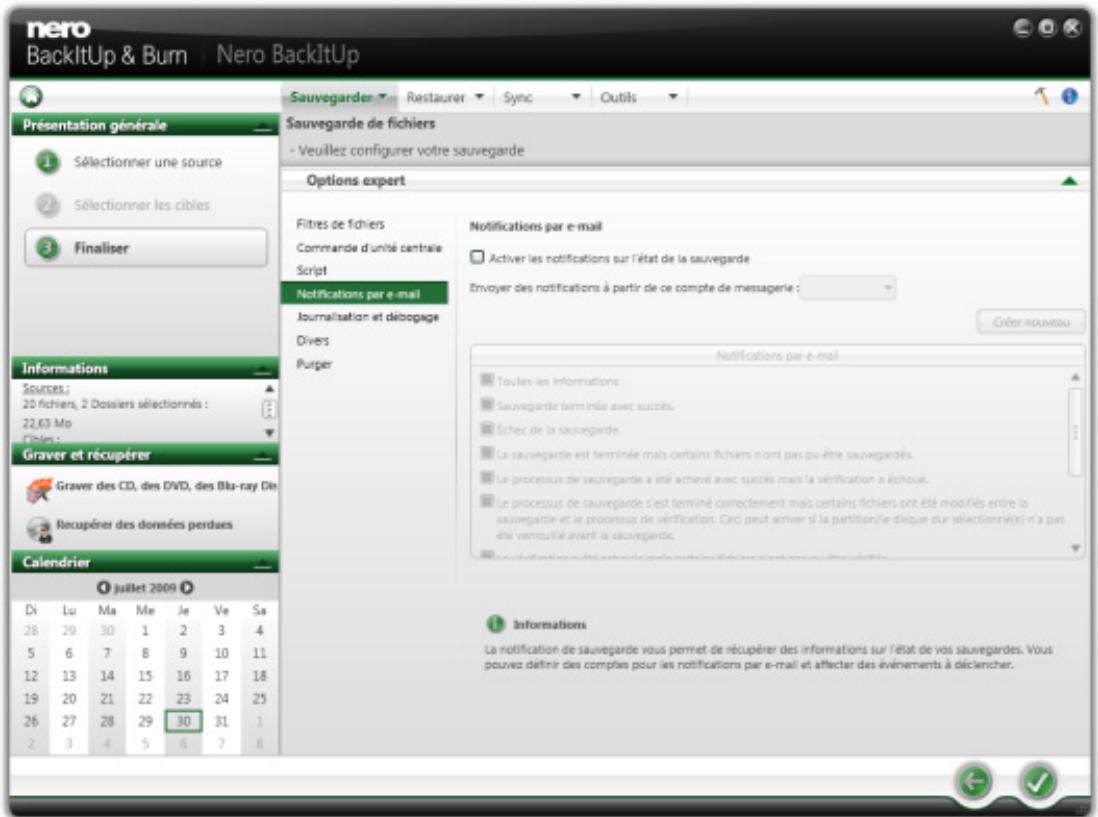NERO BACKITUP MULTIMEDIA SUITE 10 - Notification par e-mail - 1