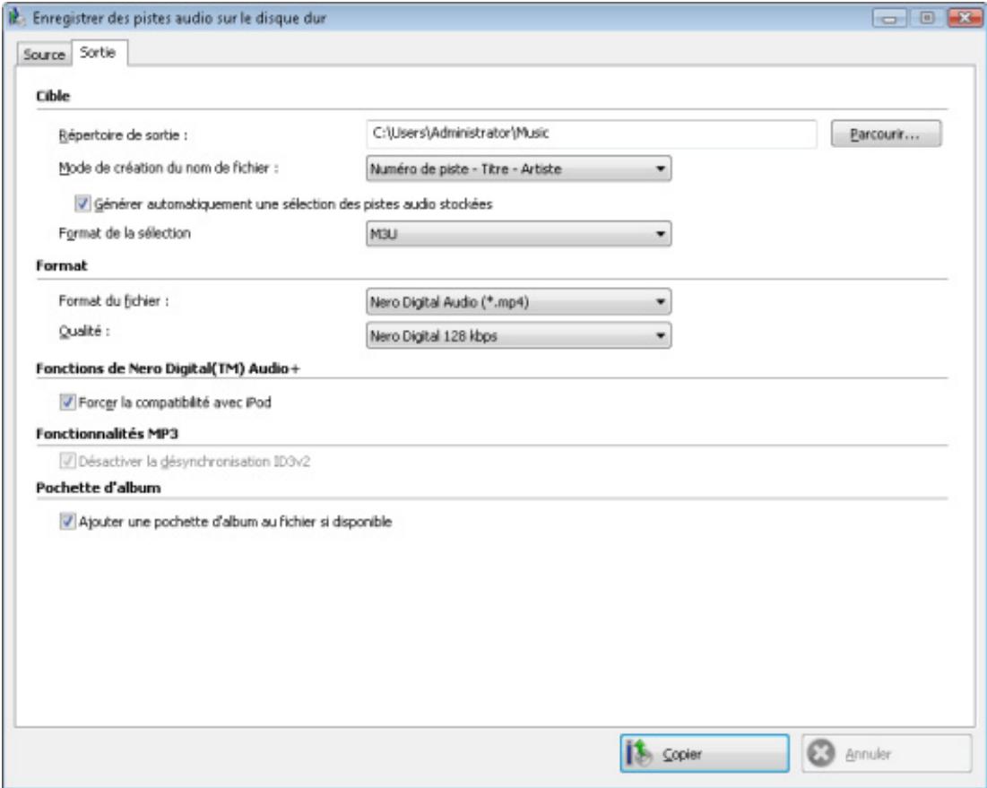 NERO BURNING ROM MULTIMEDIA SUITE 10 - Onglet Sortie - 1