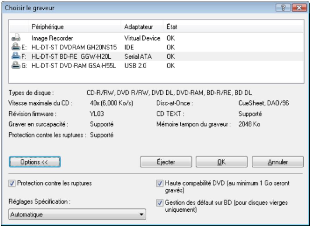 NERO BURNING ROM MULTIMEDIA SUITE 10 - Fenêtre Choisisr legraveur - 1