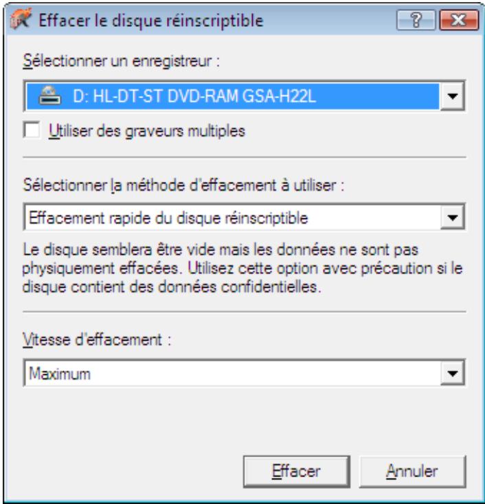NERO BURNING ROM MULTIMEDIA SUITE 10 - Fenêtre Effacer le disque réinscriptible - 1