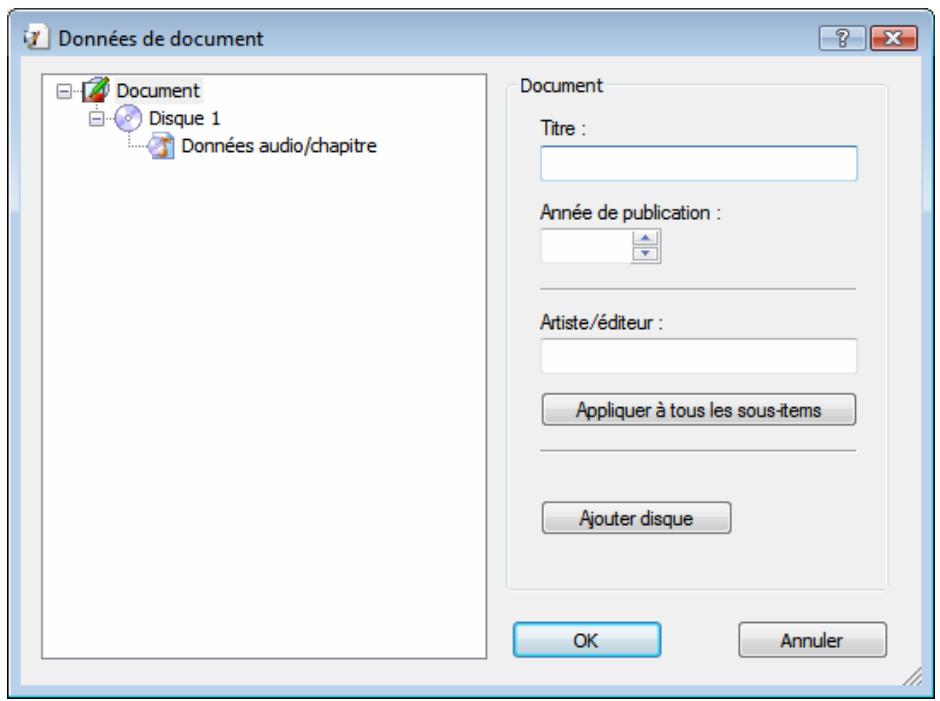 NERO COVERDESIGNER - Fenêtre Données de document - 3