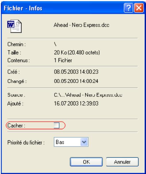 NERO EXPRESS 6 - Cacher des fichiers - 2