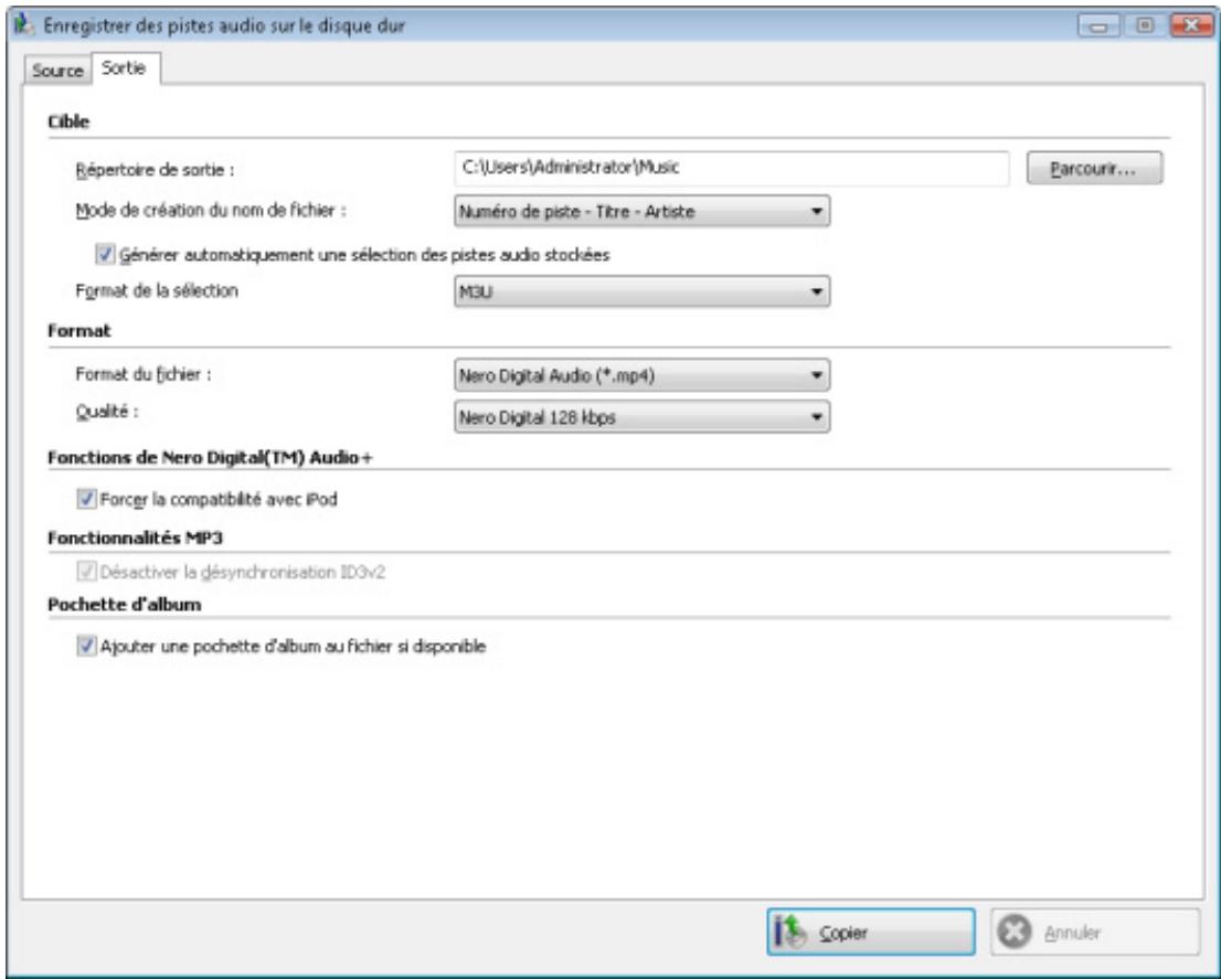 NERO EXPRESS MULTIMEDIA SUITE 10 - Onglet sortie - 1
