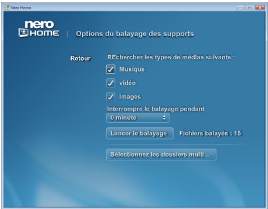 NERO HOME - Définir les options de balayage des supports - 1