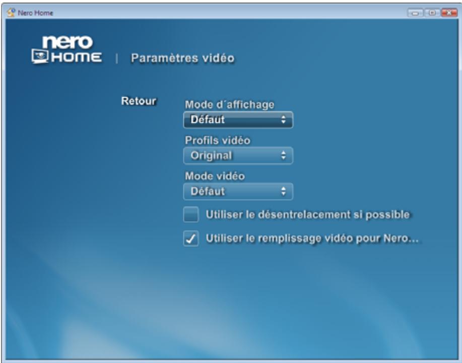 NERO HOME - Paramètres video - 1