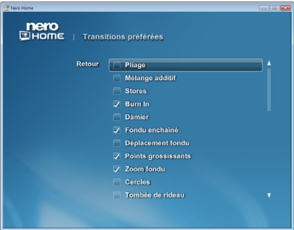 NERO HOME - Définir des transitions préférencées pour les diaporamas - 1