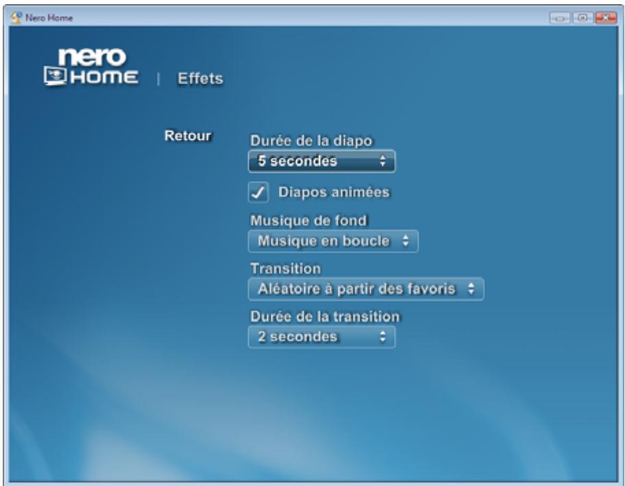 NERO HOME - Définir des effets pour les diaporamas - 1