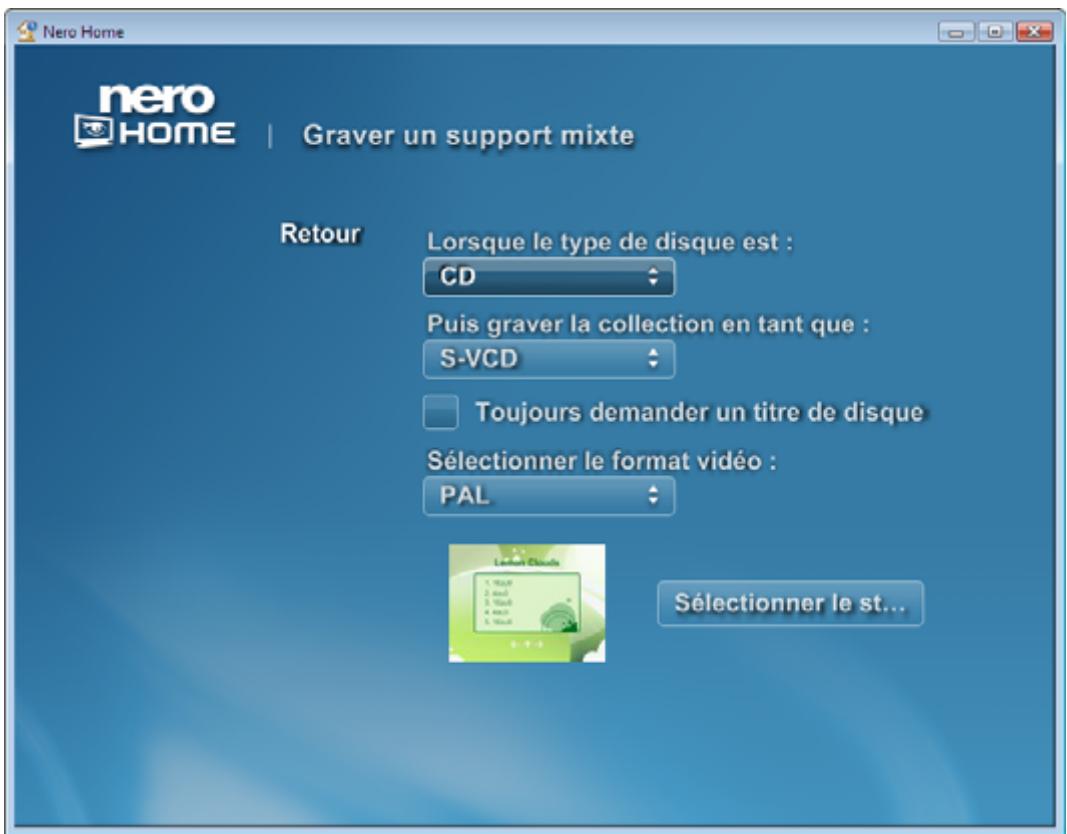 NERO HOME - Définir les options de gravure pour les collections mixtes - 1