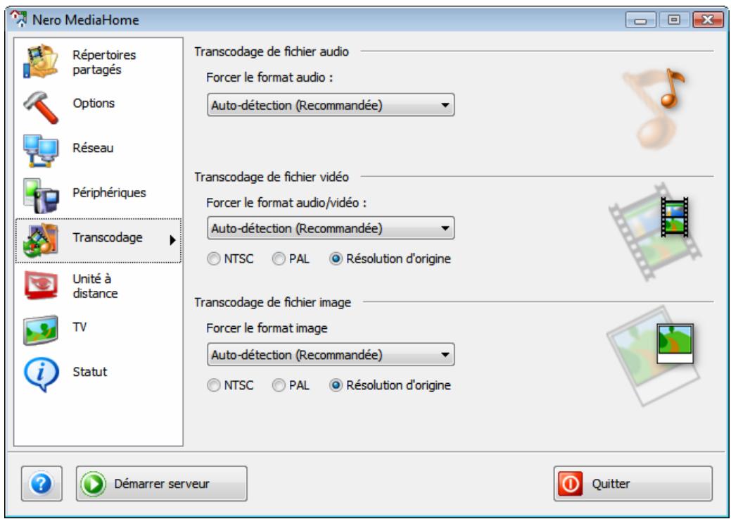 NERO MEDIAHOME - Écran Transcodage - 2