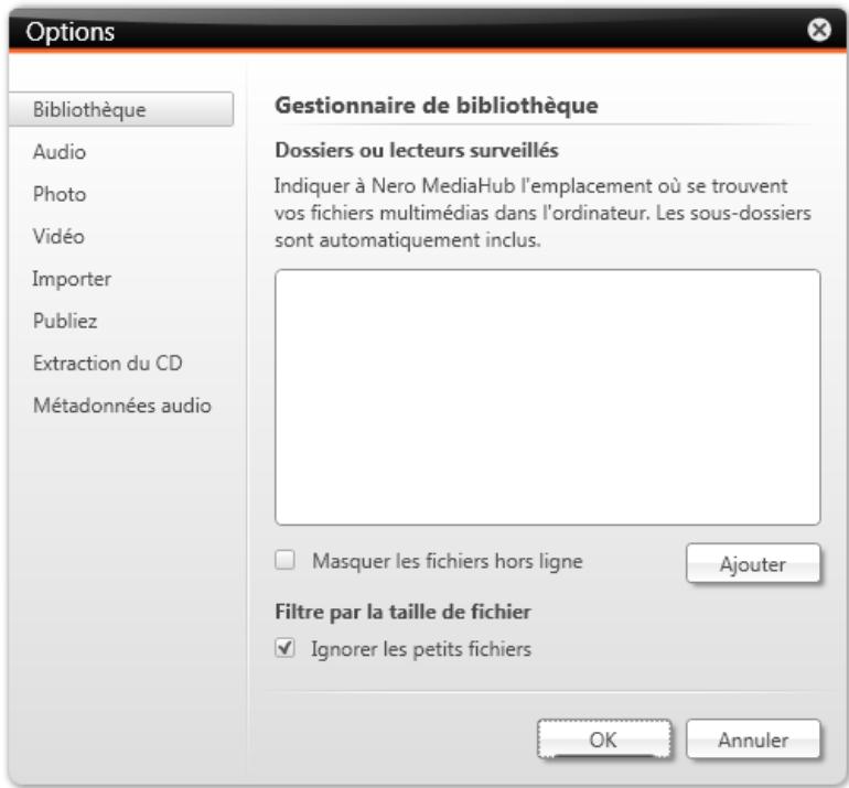 NERO MEDIAHUB MULTIMEDIA SUITE 10 - Gestion des bibliothèques et options - 1
