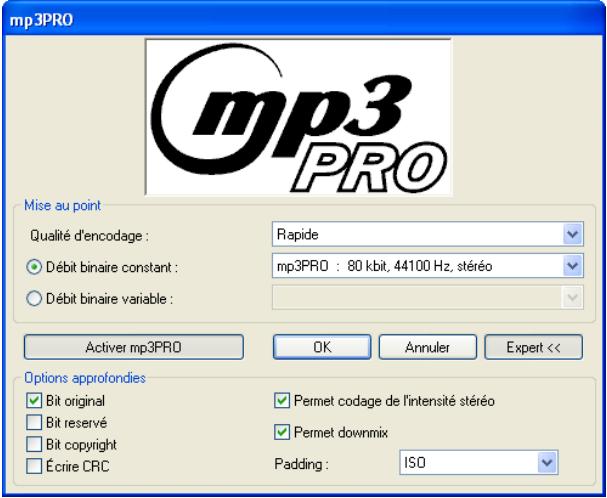 NERO MP3 - Paramètres du mode expert - 1