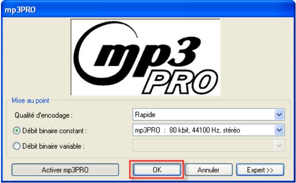 NERO MP3PRO - Paramètres du mode expert - 2