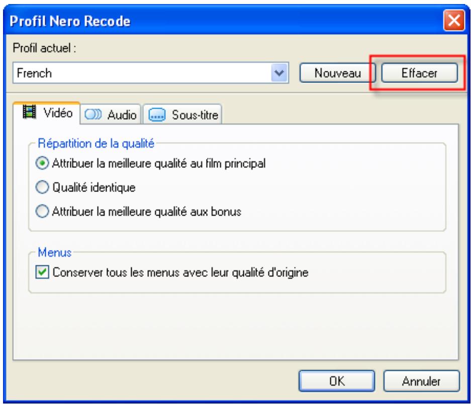 NERO RECODE 2 - Suppression d'un profil d'importation - 5