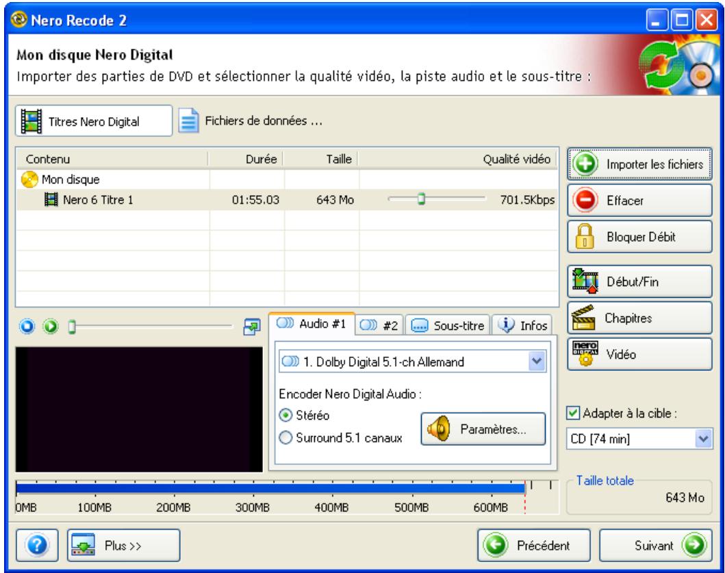 NERO RECODE 2 - Conversion de titres DVD-Video et autres fichiers video au format MPEG-4 - 5