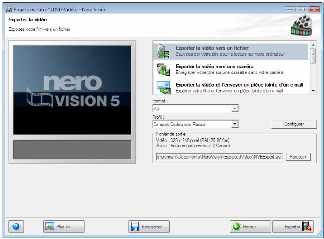 NERO VISON - Écran Exporter la video - 3