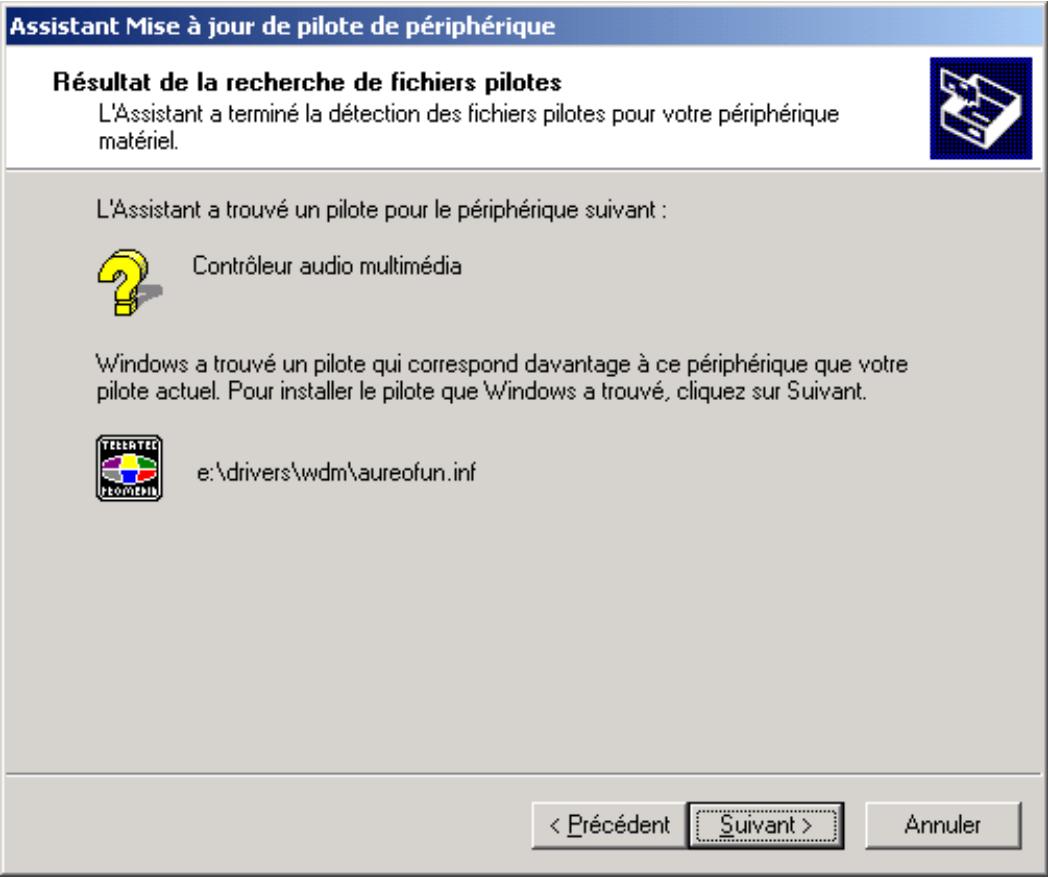 TERRATEC AUREON FUN - Installation sous windows 2000. - 2