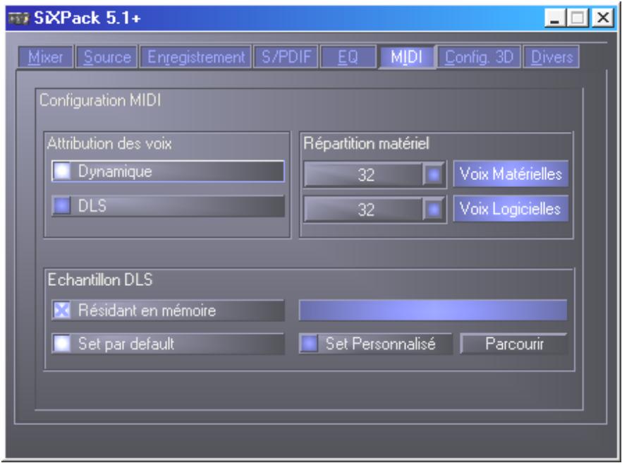 TERRATEC SIXPACK 5.1+ - La fenêtre MIDI. - 1