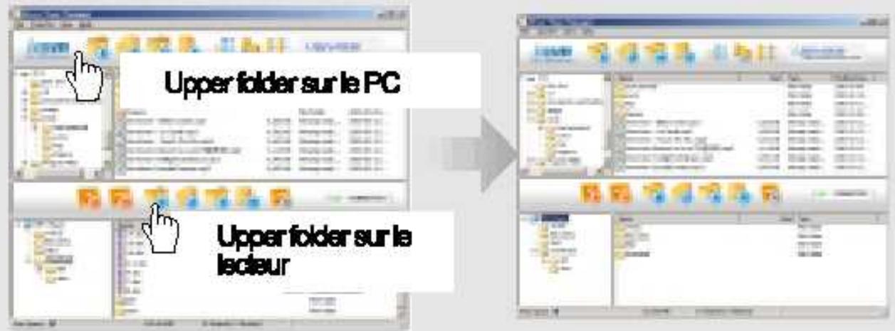 IRIVER IFP-300 - Cliquez sur fiocne "upper folder" dans la bane du menu de River Music Manager. - 1
