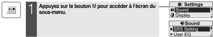IRIVER T20 - Accès aux sous-menus - 1