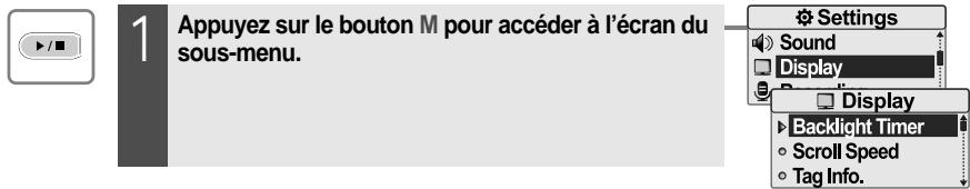 IRIVER T30 - Accès aux sous-menus - 1