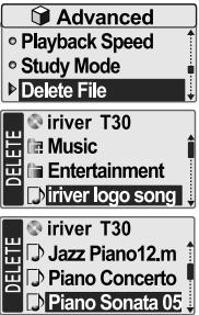 IRIVER T30 - Suppression d'un fichier - 1