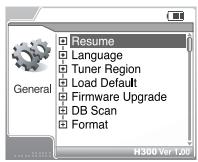 IRIVER H300 - Ouverture de l'écran du menu - 2