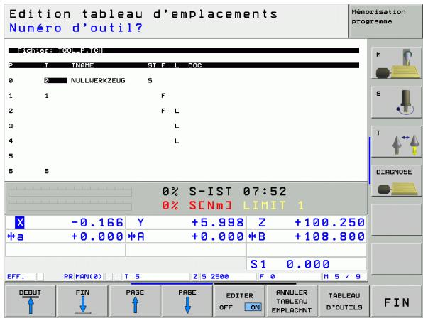HEIDENHAIN ITNC 530 - Éditer un tableau d'emplacements en mode exécution de programme - 4