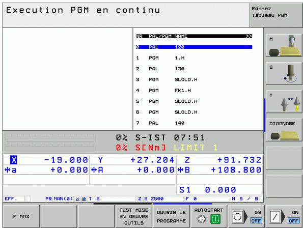 HEIDENHAIN ITNC 530 - Exécuter un fichier de palettes - 2