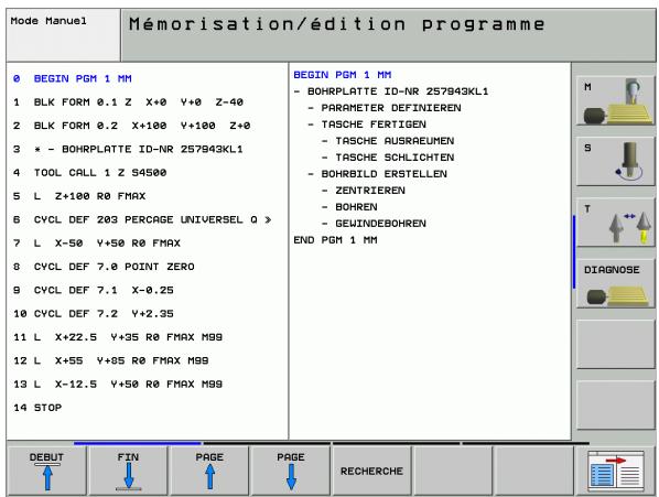 HEIDENHAIN ITNC 530 - Sélectionner des séquences dans la fenêtre d'articulation - 1