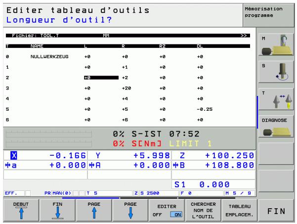 HEIDENHAIN ITNC 530 - Ouvrir n'importe quel autre tableau d'outils - 2