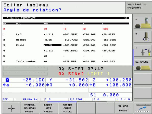 HEIDENHAIN ITNC 530 - Gestion des points de référence avec le tableau preset - 2