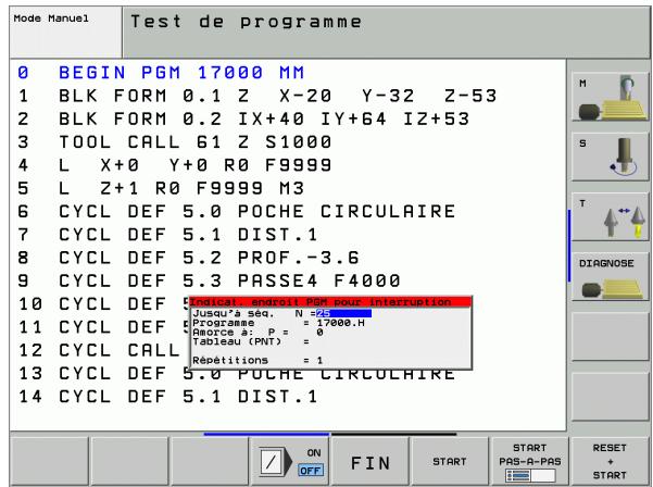 HEIDENHAIN ITNC 530 - Exécuter le test du programme jusqu'à une série donnée - 2