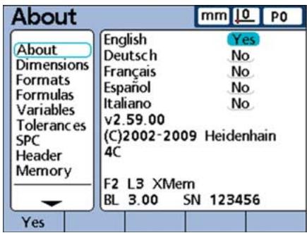 HEIDENHAIN ND 2100G - Visualizar o menu de configuração - 1