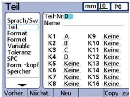 HEIDENHAIN ND 2100G - Bezeichnung für Teile und Merkmale eingeben - 1