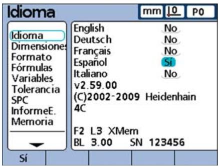 HEIDENHAIN ND 2100G - Visualizar el menu ajustes - 2