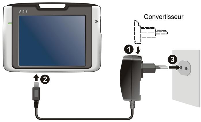 AIRIS T920C - Connexion de l'alimentation secteur et chargement de la batterie - 1