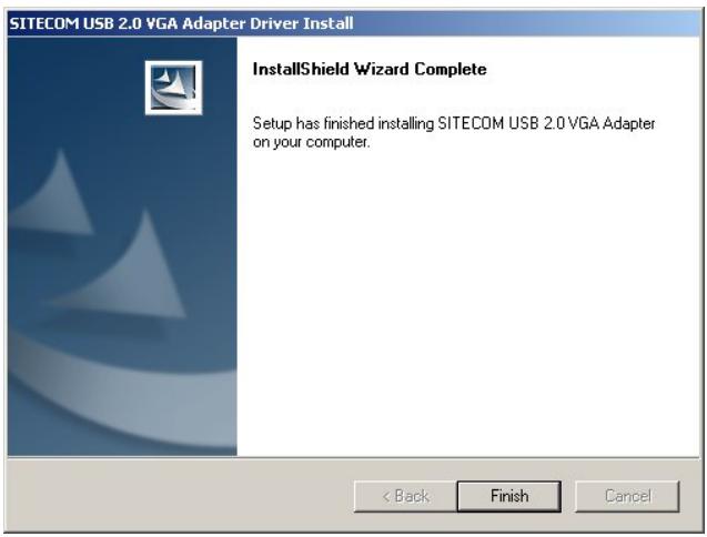 SITECOM CN-105 USB2.0 VGA-ADAPTER - Installation du logiciel pour Windows 2000 &amp; XP - 6