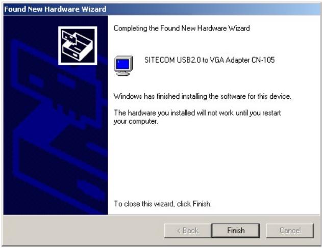SITECOM CN-105 USB2.0 VGA-ADAPTER - Installation du matériel sous Windows 2000 - 1