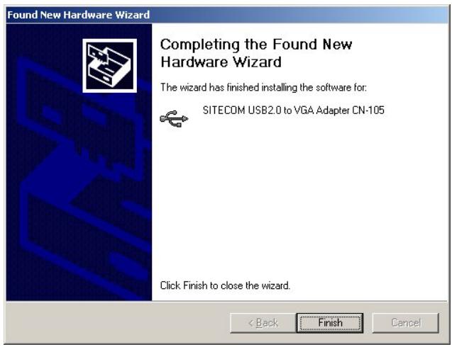 SITECOM CN-105 USB2.0 VGA-ADAPTER - Installation du matériel sous Windows XP - 3