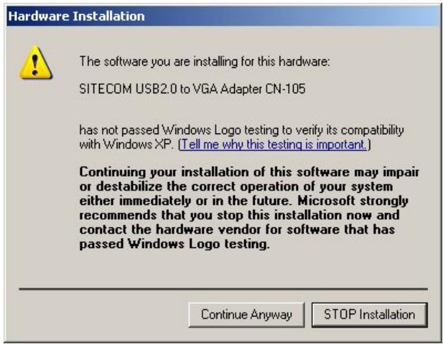 SITECOM CN-105 USB2.0 VGA-ADAPTER - Installation du matériel sous Windows XP - 2