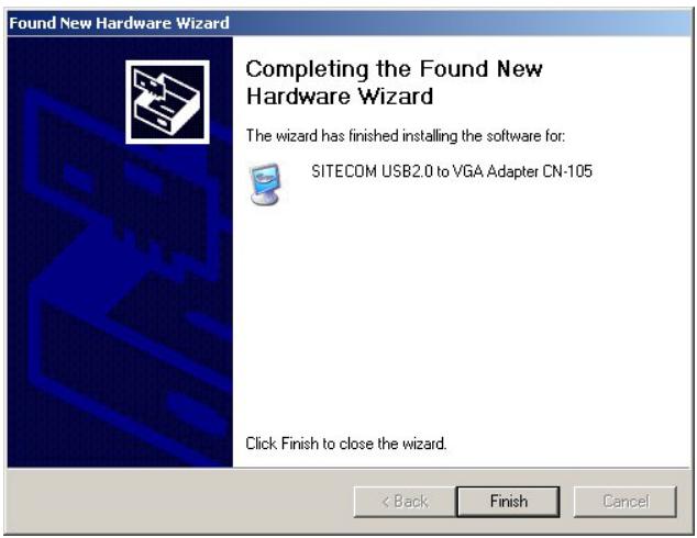 SITECOM CN-105 USB2.0 VGA-ADAPTER - Installation du matériel sous Windows XP - 6