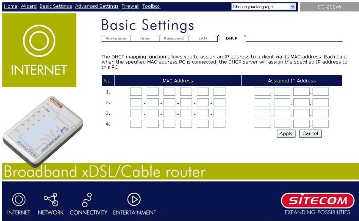 SITECOM DC-202V6 - DHCP Mapping - 1